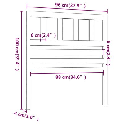 vidaXL Čelo postele medovohnedé 96x4x100 cm masívna borovica