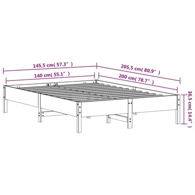 vidaXL Posteľ bez matraca biela 140x200 cm masívna borovica