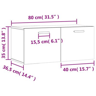 vidaXL Nástenná skrinka biela 80x36,5x35 cm kompozitné drevo