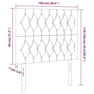 vidaXL Čelá postele 2 ks bledosivé 100x7x78/88 cm zamat