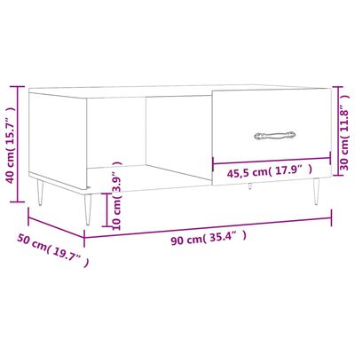 vidaXL Konferenčný stolík čierny 90x50x40 cm kompozitné drevo