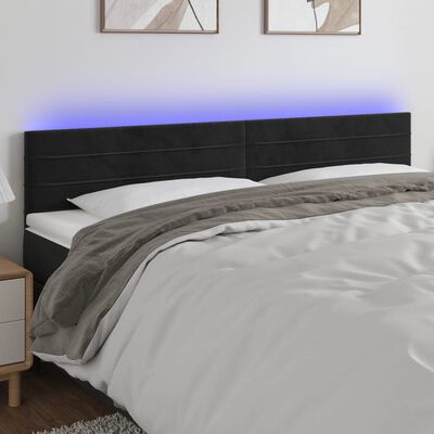vidaXL Čelo postele s LED čierne 160x5x78/88 cm zamat