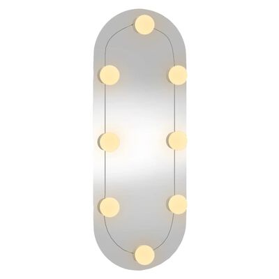 vidaXL Nástenné zrkadlo s LED svetlami 20x50 cm sklenené oválne