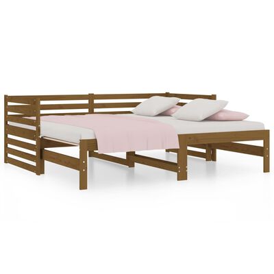 vidaXL Rozkladacia denná posteľ hnedá 2x(90x200) cm borovicový masív