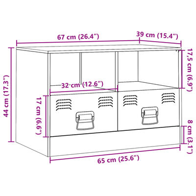 vidaXL TV skrinka biela 67x39x44 cm oceľ