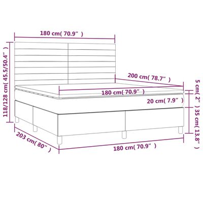 vidaXL Posteľný rám boxsping s matracom bledosivý 180x200 cm zamat