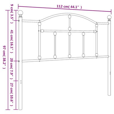 vidaXL Kovové čelo postele biele 107 cm