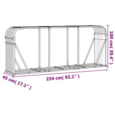 vidaXL Držiak na polená antracitový 234x45x100 cm pozinkovaná oceľ