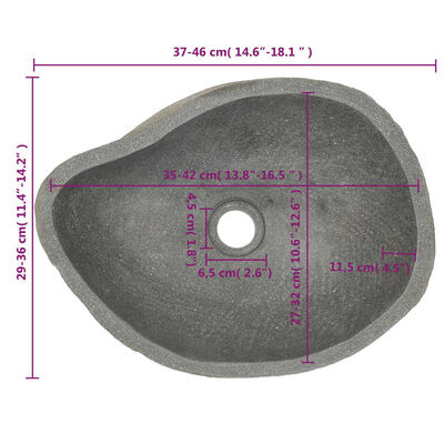 vidaXL Umývadlo riečny kameň oválne (37-46)x(29-36) cm