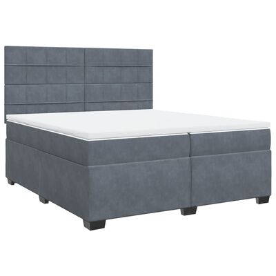 vidaXL Posteľný rám boxspring s matracom tmavosivý 200x200 cm zamat