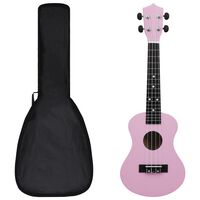 vidaXL Sopránové ukulele s taškou pre deti ružové 23"