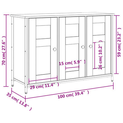 vidaXL Komoda hnedý dub 100x35x70 cm kompozitné drevo