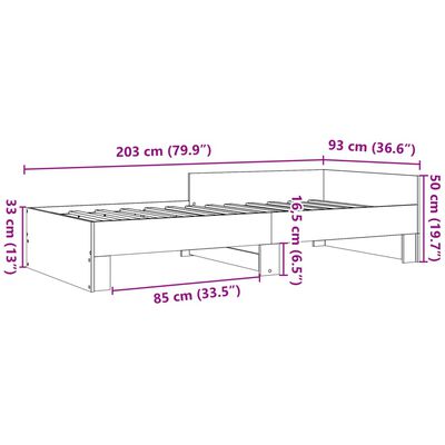 vidaXL Posteľný rám dub sonoma 90x200 cm borovicový masív