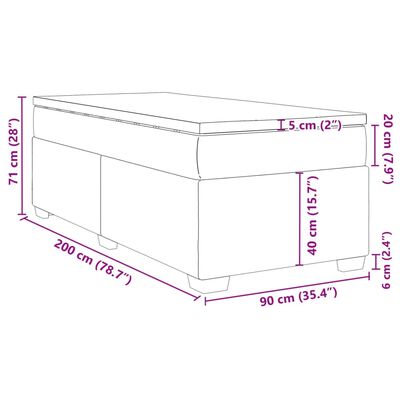 vidaXL Posteľný rám boxsping s matracom bledosivý 90x200 cm látka