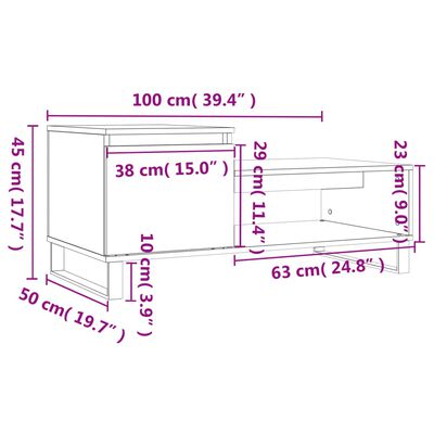 vidaXL Konferenčný stolík čierny 100x50x45 cm spracované drevo