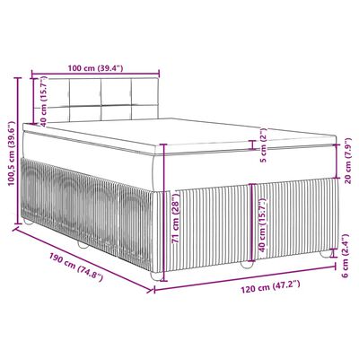 vidaXL Posteľný rám boxsping s matracom, modrá 120x190 cm, zamat