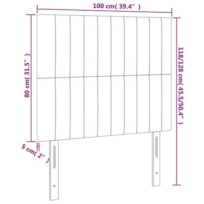 vidaXL Čelo postele s LED bledosivé 100x5x118/128 cm zamat