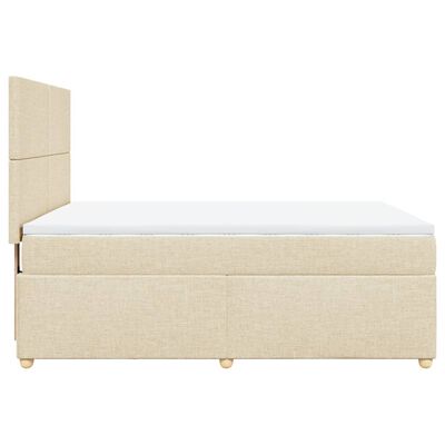 vidaXL Posteľný rám boxspring s matracom krémový 160x200 cm látka