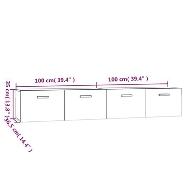 vidaXL Nástenné skrinky 2 ks lesklé biele 100x36,5x35 cm sprac. drevo