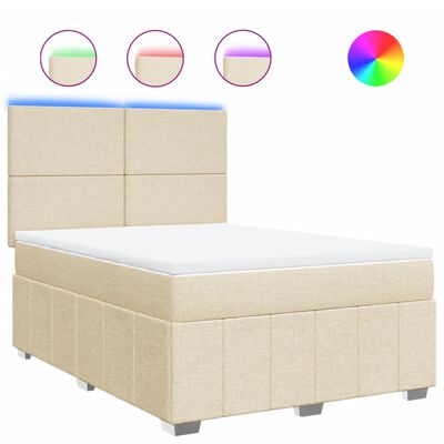 vidaXL Posteľný rám boxspring s matracom krémový 160x200 cm látka