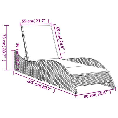 vidaXL Záhradné ležadlo s vankúšom béžové 60x205x73 cm polyratan