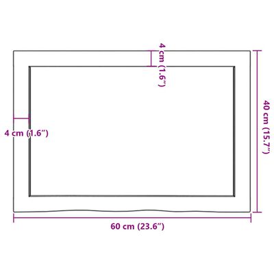 vidaXL Nástenná polica tmavohnedá 60x40x(2-6) cm ošetrený dubový masív