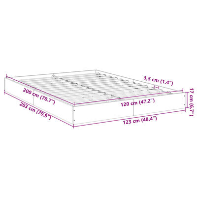 vidaXL Posteľný rám dymový dub 120x200 cm kompozitné drevo