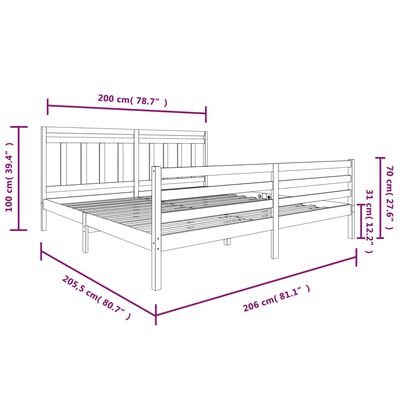 vidaXL Posteľný rám masívne drevo 200x200 cm