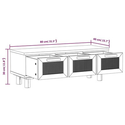 vidaXL Konferenčný stolík čierny 80x40x30 cm spracov. drevo a borovica