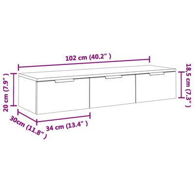 vidaXL Nástenná skrinka biela 102x30x20 cm spracované drevo