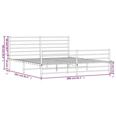 vidaXL Kovový rám postele s čelom a podnožkou čierny 200x200 cm