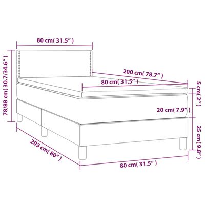 vidaXL Boxspring posteľ s matracom sivá 80x200 cm umelá koža