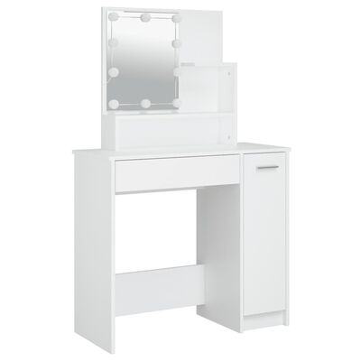 vidaXL Sada toaletného stolíka s LED biela spracované drevo
