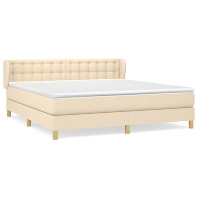 vidaXL Posteľný rám boxspring s matracom krémový 160x200 cm látka