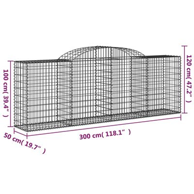 vidaXL Oblúkové gabiónové koše 9ks 300x50x100/120cm pozinkované železo