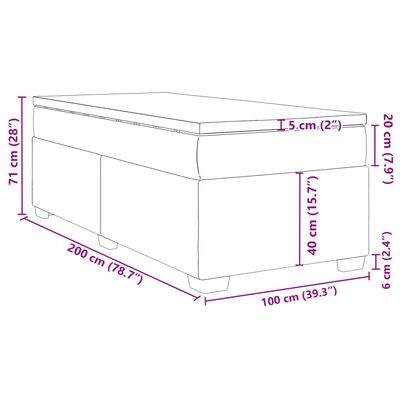 vidaXL Posteľný rám boxspring s matracom tmavosivý 100x200 cm zamat