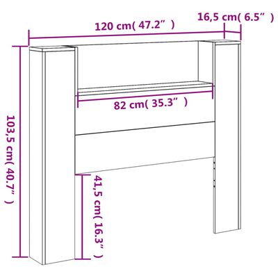 vidaXL Skrinka na čelo postele s LED dymový dub 120x16,5x103,5 cm