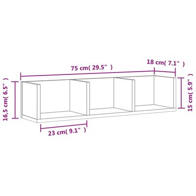 vidaXL Nástenné skrinky 2 ks hnedý dub 75x18x16,5 cm kompozitné drevo