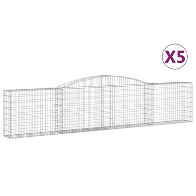 vidaXL Oblúkové gabionové koše 5 ks 400x30x80/100cm pozinkované železo