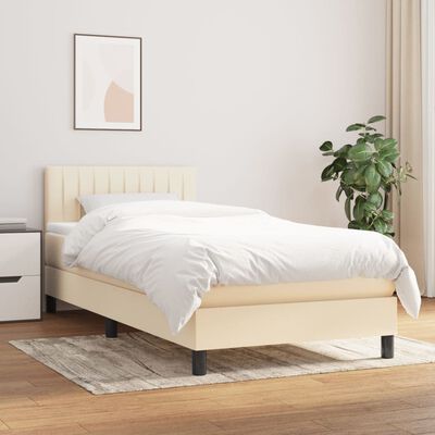 vidaXL Posteľný rám boxspring s matracom krémový 90x190 cm látka