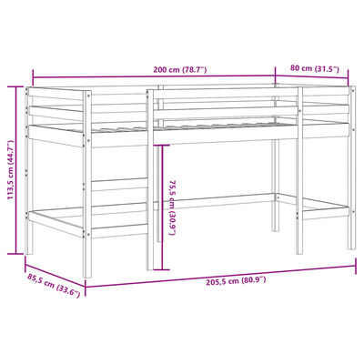 vidaXL Detská vyvýšená posteľ rebrík biela 80x200 cm masívna borovica