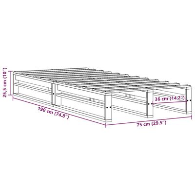 vidaXL Posteľ bez matraca 75x190 cm masívna borovica