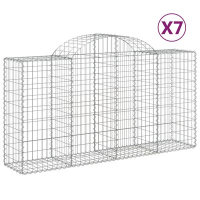 vidaXL Oblúkové gabiónové koše 7ks 200x50x100/120cm pozinkované železo