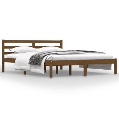 vidaXL Rám postele borovicový masív 150x200 cm hnedý King