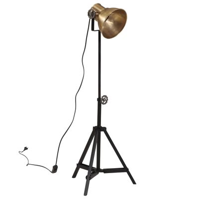 vidaXL Podlahová lampa 25 W starožitná mosadzná 35x35x65/95 cm E27