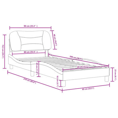 vidaXL Posteľný rám s čelom kapučínový 80x200 cm umelá koža