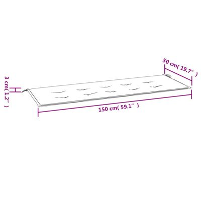 vidaXL Podložka na záhradnú lavičku ružová 150x50x3 cm látka