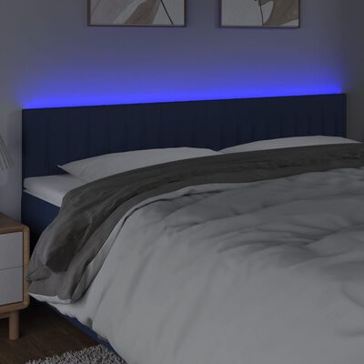 vidaXL Čelo postele s LED modré 180x5x78/88 cm látka