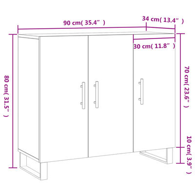 vidaXL Komoda hnedý dub 90x34x80 cm kompozitné drevo