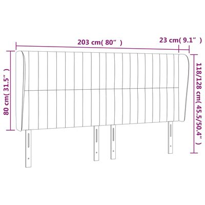 vidaXL Čelo postele so záhybmi bledosivé 203x23x118/128 cm zamat